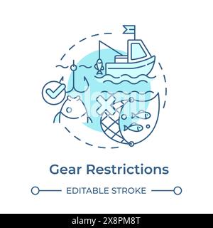 Gear restrictions soft blue concept icon Stock Vector