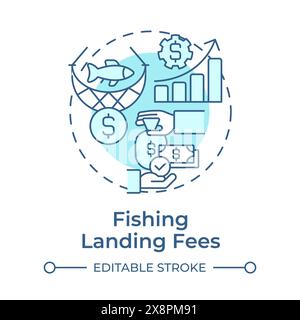 Fishing landing fees soft blue concept icon Stock Vector