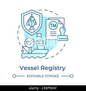 Vessel registry soft blue concept icon Stock Vector