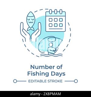 Numbers of fishing days soft blue concept icon Stock Vector
