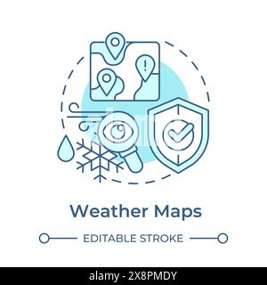 Weather maps soft blue concept icon Stock Vector