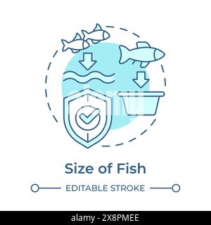 Size of fish soft blue concept icon Stock Vector