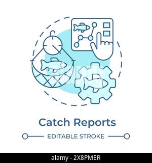 Catch reports soft blue concept icon Stock Vector