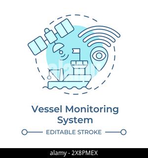 Vessel monitoring system soft blue concept icon Stock Vector