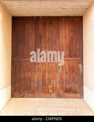 Vintage Three Panel Wooden Door Texture Background Stock Photo