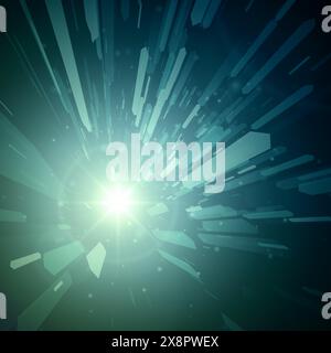 A vibrant blue burst radiates dynamically from a central point, creating an abstract design with streaks suggesting motion and energy. Stock Vector