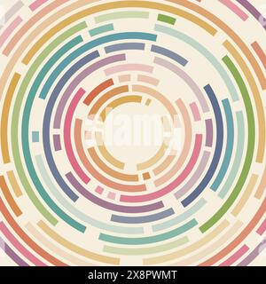 A circular pattern featuring alternating red and black sections with a black center, creating a visually striking abstract background design. Stock Vector