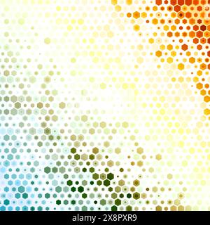 A vibrant hexagonal pattern in various colors, including blue, green, and yellow, displayed on a clean white background. Stock Vector