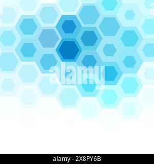 A vibrant hexagonal pattern in blue color, displayed on a clean white background. Stock Vector