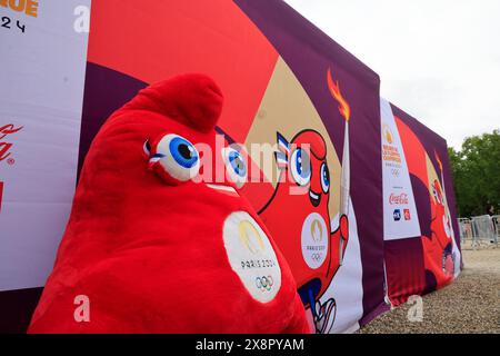 Arrival of the 2024 Olympic torch relay in Bordeaux. 2024 Olympic Games mascot.Bordeaux, Gironde, Nouvelle Aquitaine, France. Europe. Credit: Photo by Stock Photo