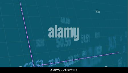 Image of financial data processing over blue background Stock Photo