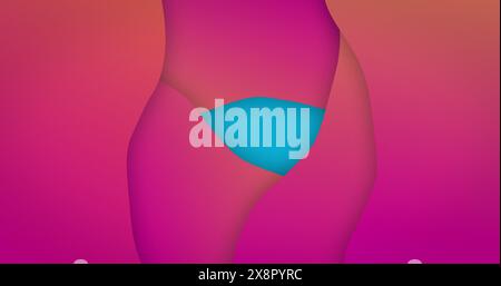 Image of abstract pink layers pattern moving on blue background Stock Photo