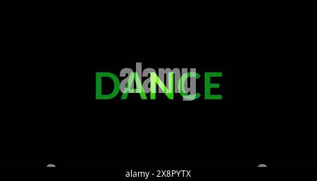 Image of neon green dance text on black background Stock Photo