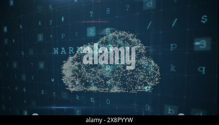 Image of security padlock and cloud icon over cyber security data processing on blue background Stock Photo