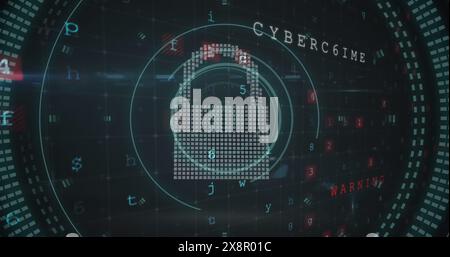 Image of security padlock icon against cyber security data processing Stock Photo