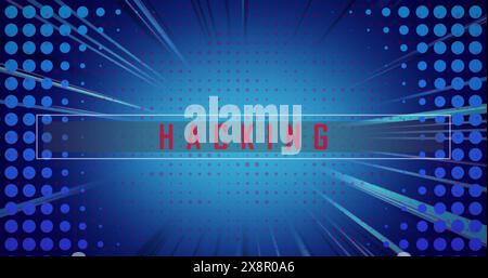 Image of hacking text in bar and looping geometric shapes over blue background Stock Photo