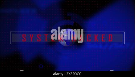 Image of system hacked text, computer language and globe in circular pattern Stock Photo