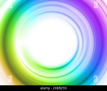 A vivid swirl with a spectrum of rainbow colors creating a mesmerizing abstract backdrop, with a bright focal point at the center. Stock Vector