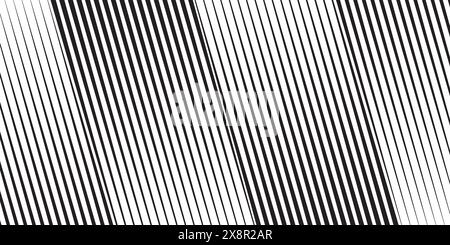 Black tapering diagonal lines on white background. Tilted parallel stripes print. Oblique straight strips with gradient or halftone effect. Slanted Stock Vector