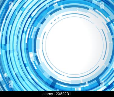 A digital portal or interface with a concentric circular design predominantly in shades of blue, creating an abstract and futuristic impression, sugge Stock Vector