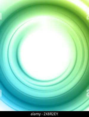 A vivid swirl with a green and blue colors creating a mesmerizing abstract backdrop, with a bright focal point at the center. Stock Vector