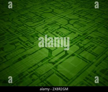 A close-up view of a circuit-like digital pattern in varying shades of green, suggesting a concept of technology and data flow. Stock Vector