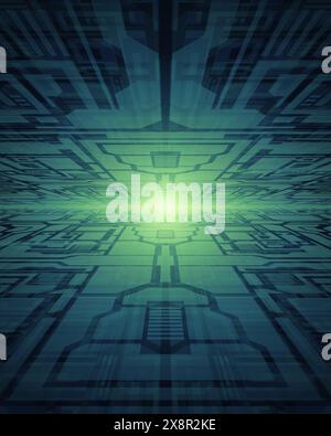 A close-up view of a circuit-like digital pattern in varying shades of blue, suggesting a concept of technology and data flow. Stock Vector