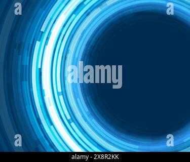 A digital portal or interface with a concentric circular design predominantly in shades of blue, creating an abstract and futuristic impression, sugge Stock Vector