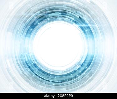 A digital portal or interface with a concentric circular design predominantly in shades of blue, creating an abstract and futuristic impression, sugge Stock Vector