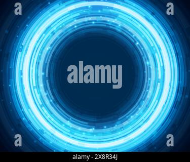 A digital portal or interface with a concentric circular design predominantly in shades of blue, creating an abstract and futuristic impression, sugge Stock Vector