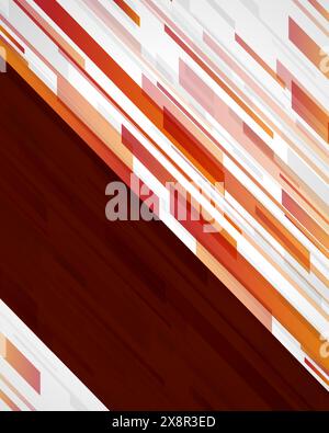 Warm-toned geometric shapes form a dynamic and modern abstract background, with a composition of lines and rectangles in shades of red, orange, and wh Stock Vector