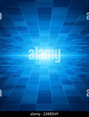 A sleek blue abstract background with converging lines and smooth ...