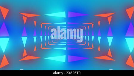 Image of neon orange and blue pattern on blue background Stock Photo