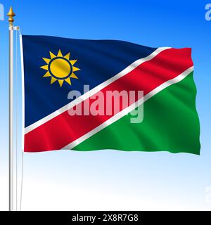 Namibia, official national waving flag, african country, vector illustration Stock Vector