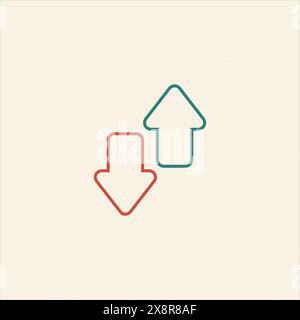Transfer outline sync red green up and down arrows icon for mobile concept and web design. Left right arrows simple line vector icon. Stock vector ill Stock Vector