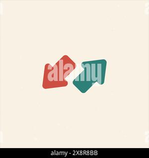 Transfer sync red green up and down arrows icon for mobile concept and web design. Left right arrows simple line vector icon. Stock vector illustratio Stock Vector