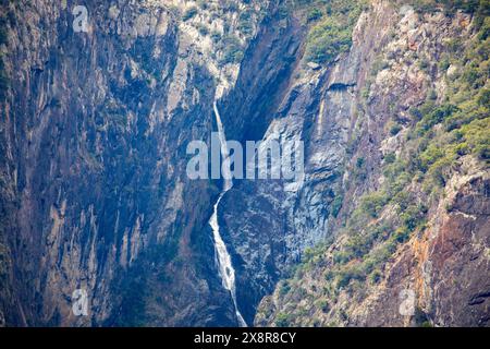 Wollemombi waterfall falls in Oxley Rivers national park, Australia's second largest waterfall, with chandler falls beside,NSW,Australia Stock Photo