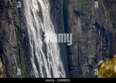 Wollemombi waterfall falls in Oxley Rivers national park, Australia's second largest waterfall, with chandler falls beside,NSW,Australia Stock Photo