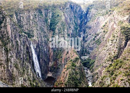 Wollemombi waterfall falls in Oxley Rivers national park, Australia's second largest waterfall, with chandler falls beside,NSW,Australia Stock Photo