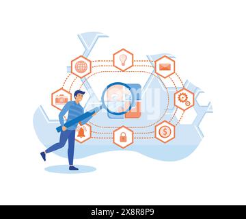 Digital Transformation for web banner, infographics, mobile. flat vector modern illustration Stock Vector