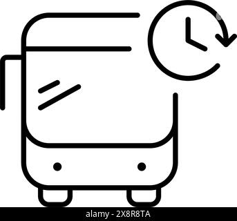 Bus and clock. Public transportation schedule. Urban mobility. Pixel perfect vector icon Stock Vector