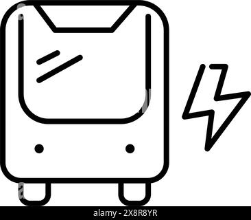 Vehicle and lightning electricity symbol. Clean transit urban mobility. Pixel perfect vector icon Stock Vector