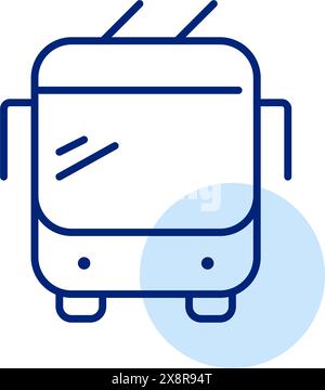 Trolleybus. Electricity powered tram bus. Clean urban mobility transportation. Pixel perfect, editable stroke icon Stock Vector