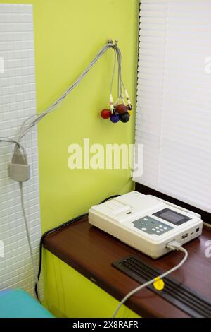 Child undergoing electrocardiogram test in pediatric clinic Stock Photo ...