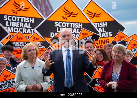 North Queensferry, Scotland, UK. 27th May 2024. Liberal Democrat Leader Sir Ed Davey joins Scottish party leader Alex Cole-Hamilton for the Scottish Liberal Democrats Party campaign launch in North Queensferry. Iain Masterton/Alamy Live News Stock Photo
