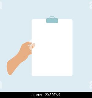 Man hand holding a blank card vector illustration- continuous line ...