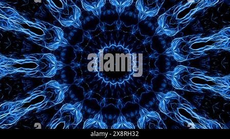 Abstract fractal flower spreading like electrical energy. Animation. Mandala ornament in a shape of a flower. Stock Photo