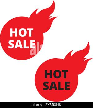 Round shape with a flame hot sale banners on a white background Stock Vector