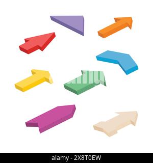 Set of eight colorful isometric arrows. Vector illustration Stock Vector