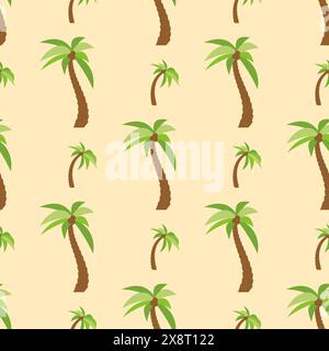 Seamless Pattern with palm trees. Colorful summer background. Vector illustration Stock Vector